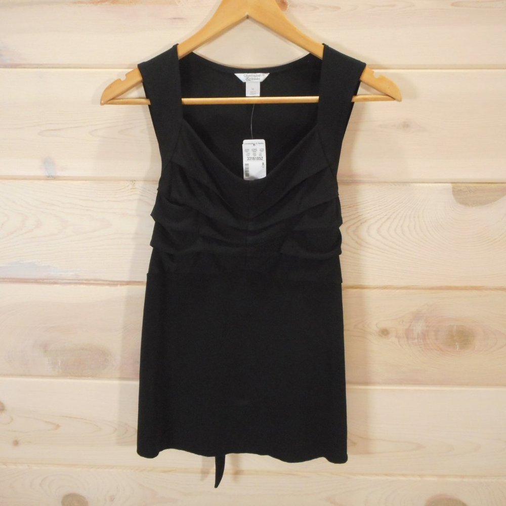 Christopher Banks Women's Size M Top Sleeveless Black Tie Back